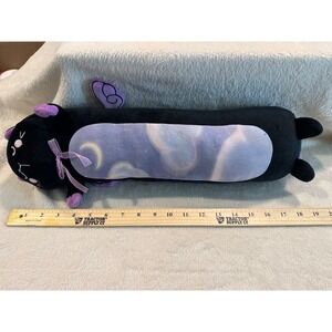 Mewaii Long Cat Plush Pillow Black Celestial Galaxy Moon Purple Wings 19 Inch